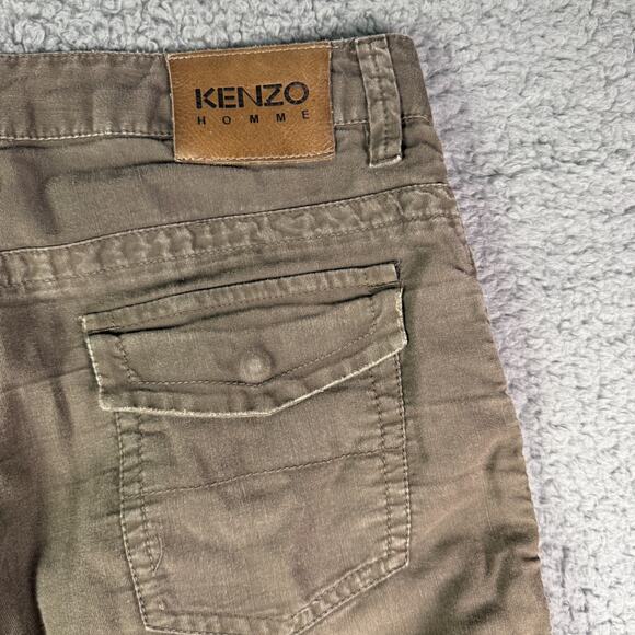 Kenzo Homme Pants Mens 34x34 Brown Linen Blend Relaxed Straight Chino - Picture 1 of 16